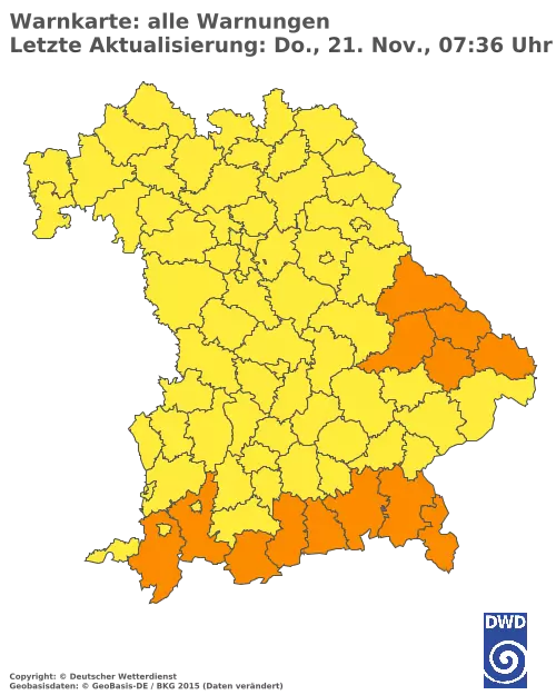 Aktuelle Wetterwarnungen für  München